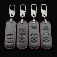 Car Key Leather Cover Remote Fob Case For Mazda 2 3 5 6 CX-3 CX-5 CX-7 CX-9 Speed Miata MX5 Shield Protective Jacket 2 3 4Button Key Chains