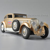 A1:28 Scale Diecast Metal Vintage Car Model Toys Speed Six Pull Back Miniature With Sound &amp; LightM