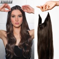 No Clip Straight Hair Extensions Synthetic Ombre Natural Black Blonde One Piece False Hairpiece Fish Line Fake 55cm Hairstyle Wig  Hair Extensions  Pa