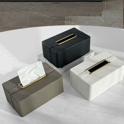 กล่องทิชชู่ใช้ในบ้านบนโต๊ะแบบเรียบง่ายระดับไฮเอนด์กล่องเก็บของแบบสร้างสรรค์ระดับรูปลักษณ์สูง (3สี)
