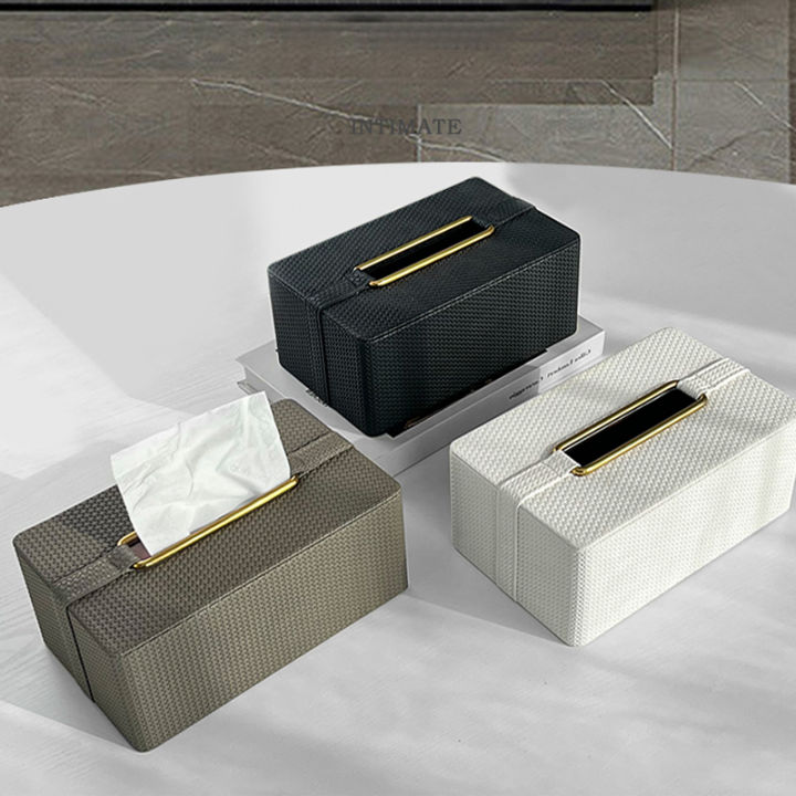กล่องทิชชู่ใช้ในบ้านบนโต๊ะแบบเรียบง่ายระดับไฮเอนด์กล่องเก็บของแบบสร้างสรรค์ระดับรูปลักษณ์สูง-3สี