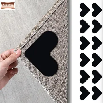 4pcs Dual Sided Anti Curling Rug Tape Heart Shape Adhesive Carpet Tape Pad  for Hardwood Floors and Tile