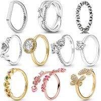 {BUSA Fashion Accessories} ใหม่แหวนเงินแท้925 Mom Love Heart Round Halo Infinity Stones Peach Blossom Ring สำหรับผู้หญิงของขวัญเครื่องประดับ