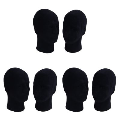 Polystyrene Black Foam Men Model Mannequin Head Dummy Stand Shop Display Hat, 6 x BLACK