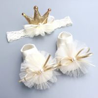 ❈♗  2Pcs/Set Cute Princess Baby Girls Socks Headband Lace Bows Infant Toddler Socks   Hair Band Newborn Birthday Gifts