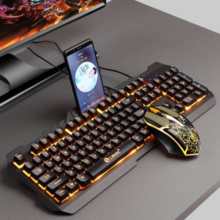 T21 backlit computer keyboard and mouse set wired gaming keyboard mouse set mechanical Flexi
