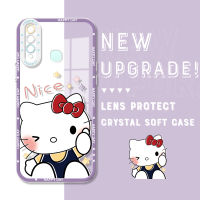 คริสตัล Hello Kitty รูปการ์ตูน Vivo Y19 Casing Ponsel ของแท้กันกระแทกเคสมือถือใสเพื่อการป้องกันกล้องคลุมทั้งหมด