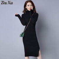 ZhuXia เสื้อกันหนาวผู้หญิง Pullover ชุดถักยาวบางกว่าเข่า Bottoming ถักเสื้อกันหนาว Ins