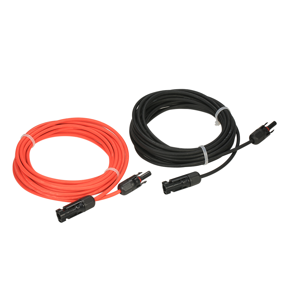 Whizzotech 1 Pair Black+Red Solar Extension Cable with MC4 Female and Male Connector 10AWG 6mm², 3 Feet Red + 3 Feet Black 