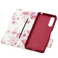 ELECOM Xperia 10 IV (SO-52C SOG07 A202SO) Case cover Notebook type leather Impact resistant magnet flap Ultralight thin with strap hole Floral pattern (inside case) Deep pink PM-X222PLFUJPND