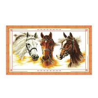 Three horses cross stitch kit cartoon canvas stitching embroidery DIY handmade needlework