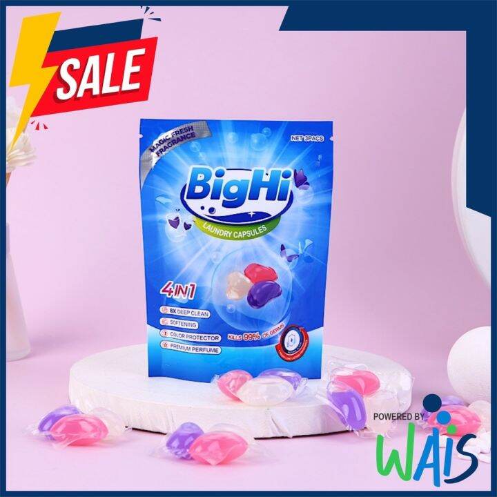 BIGHI 4 in 1 Liquid Laundry Detergent Pods Capsules Ball Wash Beads