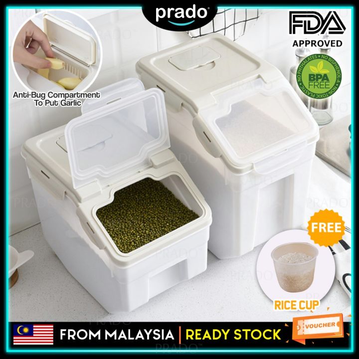 10 Kg Rice Storage Airtight Measuring Box with Compartments