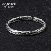 Heavy Solid 999 Pure Silver Twisted Bangles Mens Sterling Silver celet Vintage Punk Rock Style Armband Man Cuff Bangle