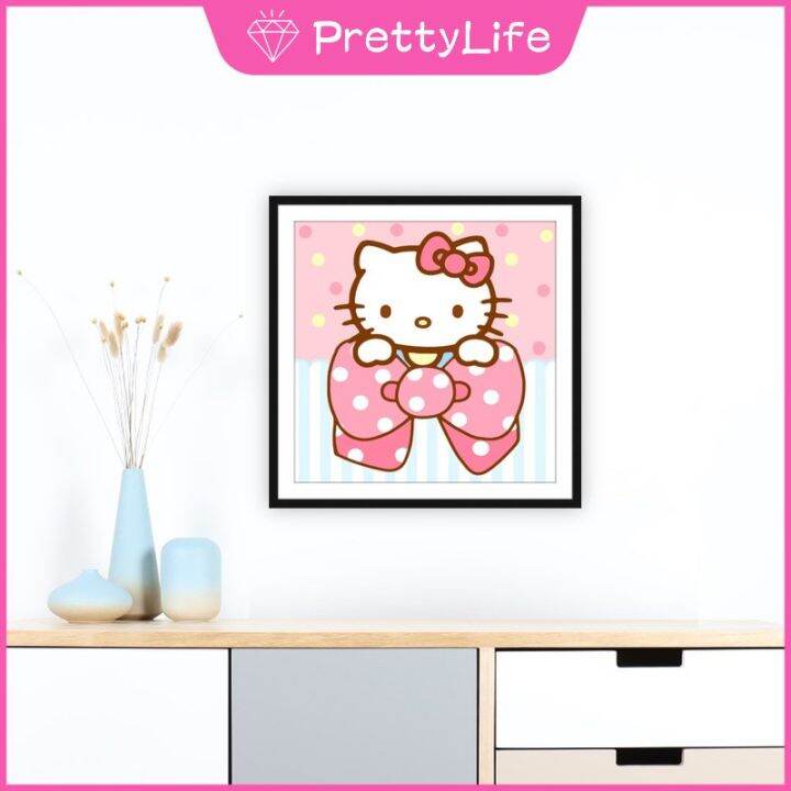 pl-5d-ภาพวาดเพชรใหม่เต็มเพชร-hellokitty-diy-เพชรเย็บปักถักร้อยภาพวาดตกแต่งปักครอสติคริสตัลจิตรกรรม30x30เซนติเมตรอะคริลิเพชรภาพจิตรกรรมฝาผนัง