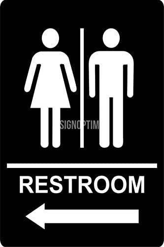 ADA Directional Restroom Sign with Arrow Right Left x Left Black ...