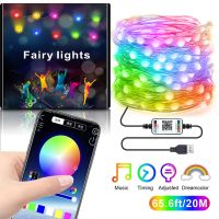 Bluetooth Christmas Festoon Light RGB Colorful Fairy Lights String Christmas Tree Ornaments Home New Year Decor LED Garland 20M