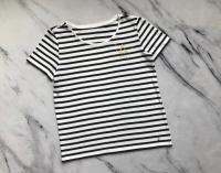 women knit Striped sailboat embroidery printing knit short sleeves T shirt with little star