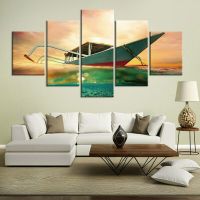 Zhangyanhui2 Ultra HD พิมพ์5แผงเรือ Sea Ocean Seascape Decor ผ้าใบภาพ Wall Art สำหรับตกแต่งบ้านไม่มีกรอบ Room Decor 5ชิ้น