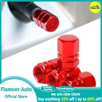 Flameer ฝาจุกลมยางซีลฝาปิดก้านรถวาล์วยาง4ชิ้นสำหรับรถบรรทุกรถจักรยานสีแดง