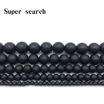 ℗♣ Natural Stone Black Dull Polish Matte agat Onyx Frost Glass Beads Bracelet Woman 4 6 8 10 12 14 mm Fit DIY For Jewelry Making