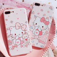 การ์ตูน Kitty Cat สำหรับ Samsung Galaxy S22 Ultra S20 FE S21 S8 S9 S10 Plus S10 Lite หมายเหตุ20 Ultra หมายเหตุ10 Lite หมายเหตุ10 9 8 J2 J5 J7 Prime J2 J3 J5 J7 Pro J7 J4 j6 Plus J8 C9 Pro Smile Transparent TPU Soft Case