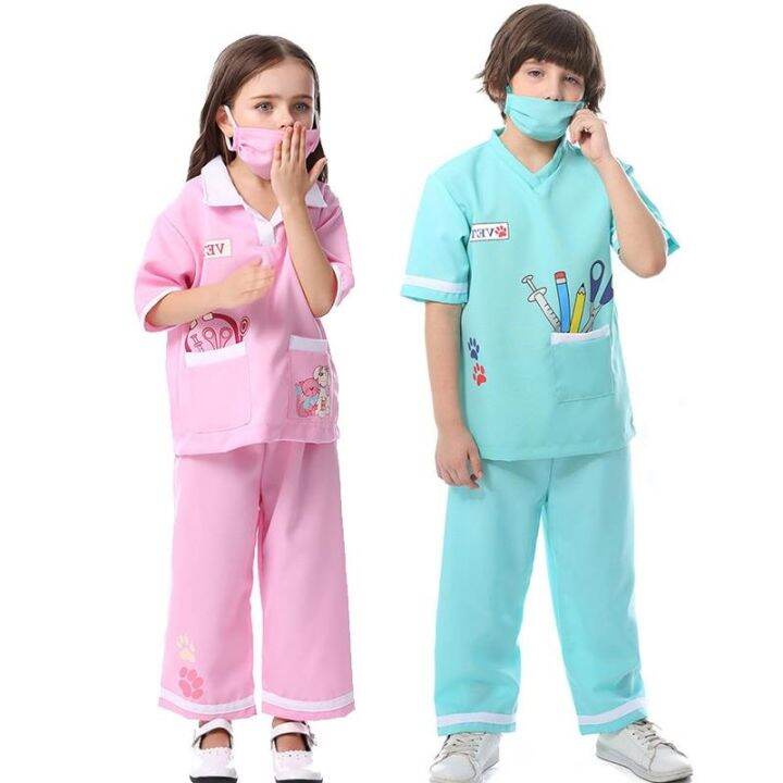 【Ready Stock😎】 Purim Unisex Kids Female Doctor Nurse Veterinary Costume