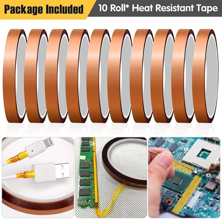 10-rolls-of-heat-resistant-tape-for-sublimation10mmx33m-of-hot-pressing-tape-bonding-vinyl-without-residuesoldering