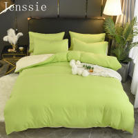 Single Bed Double Bed Quilt Cover Set Pink Blue Bedspread Ho Household Pillowcase Solid Color 220*240 Large 4-Piece Bedding