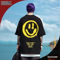 Suikone เสื้อยืดระบายอากาศหลวมลำลองฤดูร้อนแขนสั้นผู้ชาย