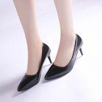 7cm Women Work High Heels Shoes PU Slim Pumps