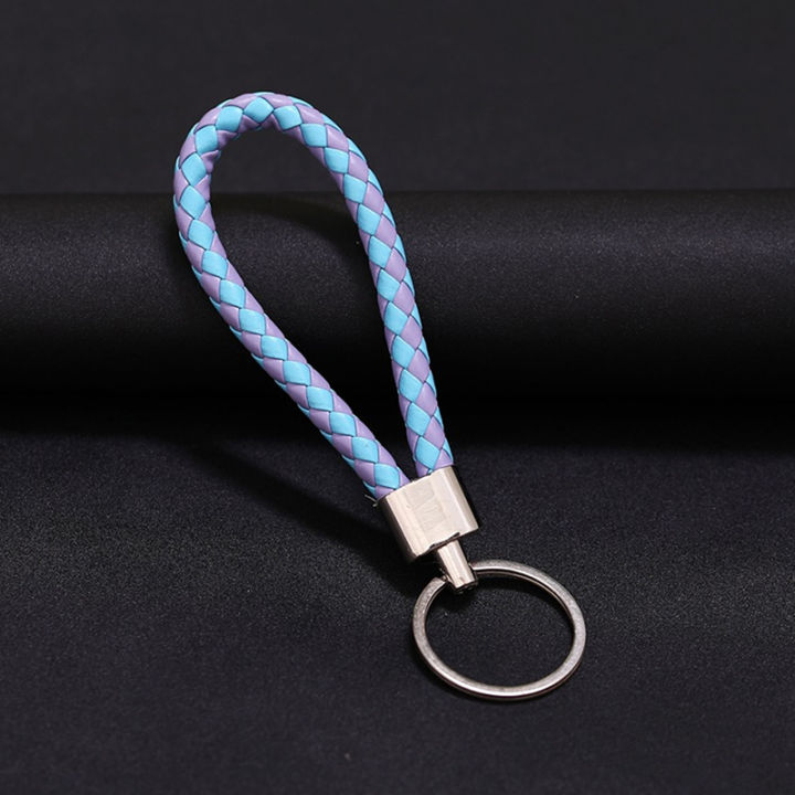 ruyifang-พวงกุญแจรถเชือกหนังทำมือพวงกุญแจกระเป๋าจี้อุปกรณ์เสริม