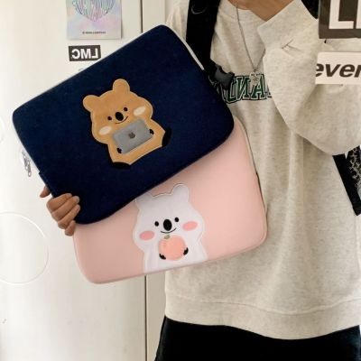 กระเป๋าใส่แท็บเล็ต ป้องกันรอย ปักลายกระรอกน่ารัก สไตล์เกาหลี สําหรับ Mac iPad Pro 11 13 15 นิ้ว