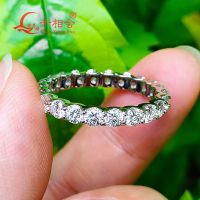 0.1ct 3mm round D vvs moissanite full Eternity Band ring 925 Sterling Silver Jewelry man women Engagement gift party dating