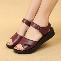 Summer women sandals fashion comfortable leather soft bottom flat bottom non-slip wide feet plus fat size female sandals