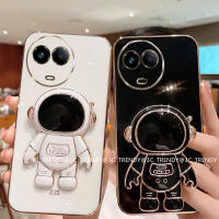 Phone Case เคส Realme11 4G 5G Realme C51 C53 NFC แฟชั่นที่สร้างสรรค์นักบินอวกาศเคสเคลือบอิเล็คโทรเพลทขาตั้งพับได้ Realme 11 4G 5G NFC ปกอ่อน2023