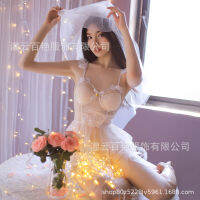 New Open Breast Bride Wedding Dress Fei Crown Hair Band Headdress Transparent Strap Bell Sexy Petal Sleeping Dress Batch J273