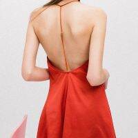 Sexy Women Sleepwear Lingeerie Mini Dress V-neck Backless Ice Silk Nightdress Black Red Temptation Soft Sling A- Line Nightgown