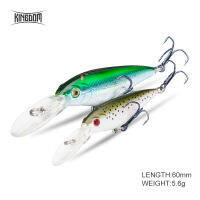 Kingdom เหยื่อล่อปลาระงับ Crank Minnow 5.6G 60Mm ตะขอแข็งแรงประดิษฐ์ Hard Jerkbait Wobblers Bass Pike รุ่น5356