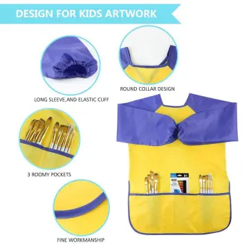 Children's Art Apron Childrens Painting Apron Children Art Smocks With  Pocket And Sleeves For Age 3-11 Kitchen Chef Aprons For