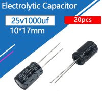 20pcs 25V1000UF 10x17mm Aluminum Electrolytic Capacitor 1000uf 25v 25v1000mf 1000mf25v 1000uf25v 25v1000MFD 1000MFD25Volt 25wv Electrical Circuitry Pa