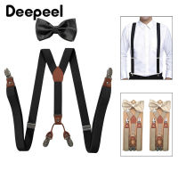 2.5*115cm Deepeel Mens Suspenders 4 Clip Straps Uni Elastic X-Type Strap Wide ces Men Bow Tie Set for Male Jockstrap