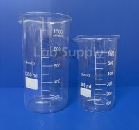 Beaker tall form with spout บีกเกอร์แก้ว"ทรงสูง" ขนาด 600 มล. 1000 มล. เนื้อแก้ว Borosilicate glass 3.3 (600ML, 1000ML)