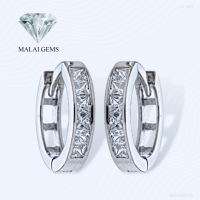 Malai Gems ต่างหูเพชร ต่างหูห่วง เงินแท้ Silver 925 เพชรสวิส CZ เคลือบทองคำขาว รุ่น 225-E20173  แถมกล่อง