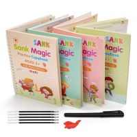 【cw】 4 Books Practice Book Wiping Children 39;s Writing Sticker English Copybook Calligraphy ！