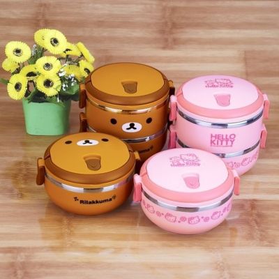 ✜℡✲ Kawaii Lunch Box for Kids School Children Colorful Anime Bento Box Thermal Lunchbox Metal Food Container Storage Accesories Bowl