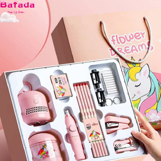 Bafada 7 cái máy gọt bút chì văn phòng phẩm màu hồng và màu xanh cục tẩy - ảnh sản phẩm 1