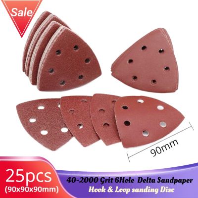 25PCS 90mm 6Hole Delta Sander Paper Hook &amp; Loop Sandpaper Disc Abrasive Tools for Sanding Grit 40-2000 Cleaning Tools