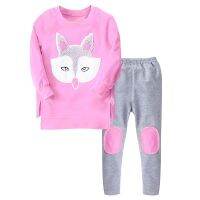 Children Clothes Set for 4-12Y 2019 spring Kids Girls Clothes Fox Pattern T-shirt+Pant Girls Sports Suit Teenage Grils Clothing