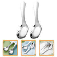 NICERIO 2pcs kids spoons เด็กซุปสแตนเลสช้อนอาหารเย็นช้อนของหวานช้อนข้าวช้อนข้าว